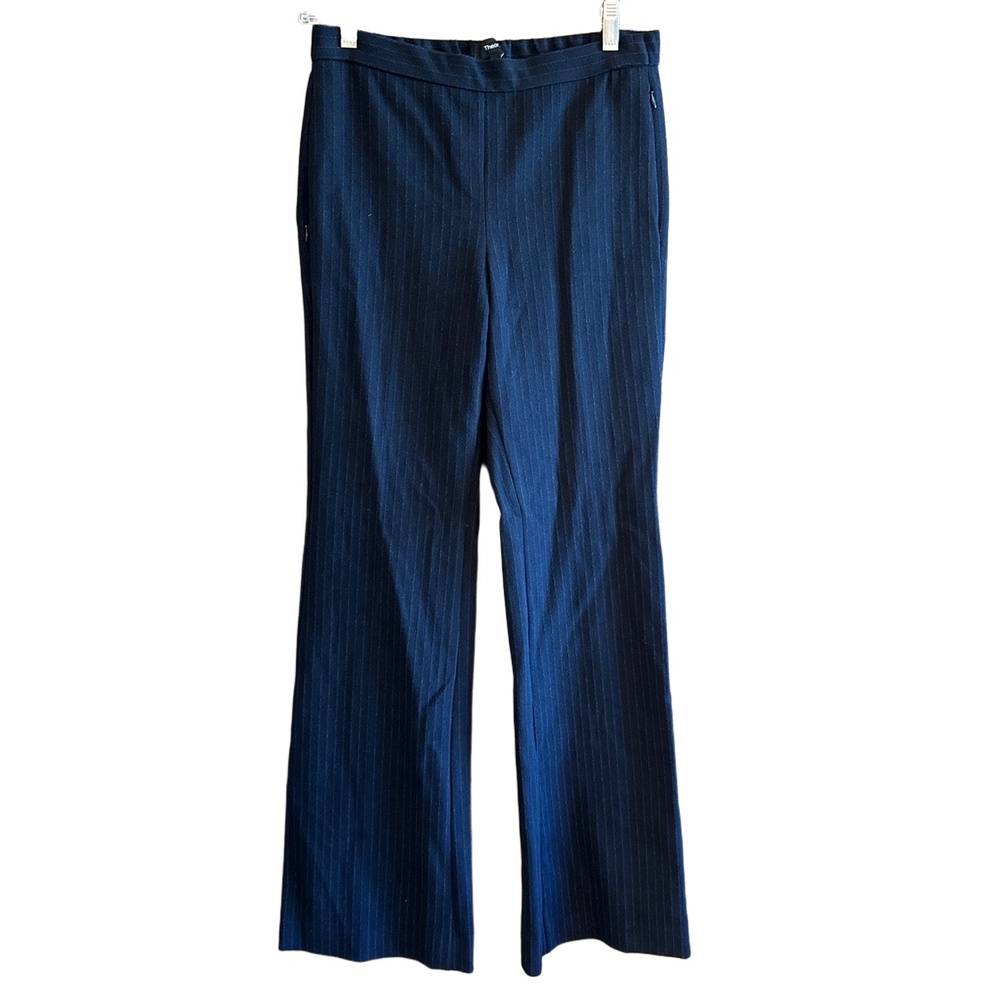 NWT Theory Navy Pinstripe High Waist Flared Leg Pants Size 4